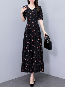 DAIXIANGFEIZI | Slimming Waist Floral Chiffon A-line Mid-length Summer New 2026 Style Dress