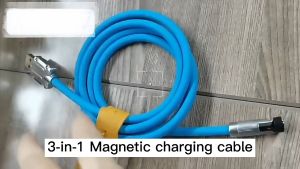 120W 6A Super Fast 3 in 1 Magnetic Charging Cable USB Fast Charging Cord with High Speed Data Sync Charge Compatible Android Micro USB Type C iPhone