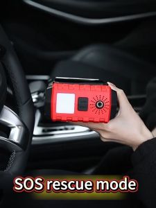 【Ready Stocks】99800mAh Portable Car Jump Starter Powerful emergency start power supply car booster device USB rechargeable mobile power bank tire inflater with tire pressure monitoring LED lighting .