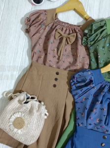 Setelan Anak Perempuan Lucu Usia 1-7 Tahun Dania Terbaru Bahan Crinkle Motif Premium