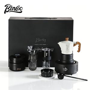 BINCOO Moka Pot Set with Stove Gift Set Home Coffee Maker Set Gift Box Birthday Gift Best Gift