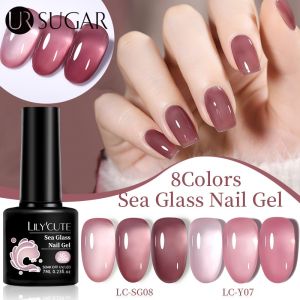 น้ำยาทาเล็บเล็บเจลสีหวาน LilyCute สีเจลแก้วเจลลี่7มล, สีโปร่งแสงเจลชุดศิลป์ขัดเงา 7มล ปิดชุด ถาวรฤดูร้อน