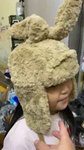 Mũ lông bông tai Thỏ cute cho nữ và bé gái giữ ấm mùa Đông siêu ấm thời trang Hàn Quốc