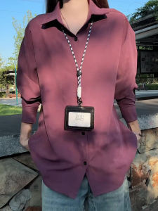 เสื้อเชิ้ตแขนยาวผู้ชายฤดูใบไม้ร่วงสไตล์อเมริกันย้อนยุคสีม่วงมังกร ผ้ากำมะหยี่ ทรงหลวม แจ็คเก็ตคู่
