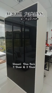 F&F: Kashan Large 3 Door High Gloss Wardrobe / Almari Baju 200CM Tinggi + Papan 1.5CM Tebal / almari pakaian