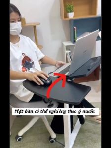 Bàn Laptop Có Bánh Xe Đa Năng Điều chỉnh Độ Nghiêng Có Bánh Xe Linh Hoạt bàn làm việc mini di động