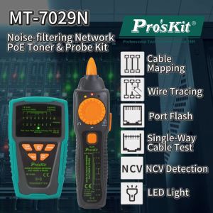 ProsKit MT-7029N  Global Taiwan China Noise-filtering Network PoE Toner & Probe Kit - Ideal for all installation and maintenance fields of telecommunication networking datacom audio/video cable TV and all weather cabling etc.