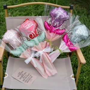 ลูกโป่งดอกกุหลาบ10ชิ้นลูกโป่งรูปหัวใจแบบถืออลูมิเนียมฟอยล์สำหรับวันวาเลนไทน์วันแม่แขกงานแต่งงานโปรดปรานการตกแต่ง DIY งานเลี้ยงวันเกิด