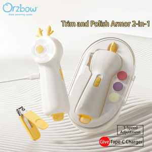 Orzbow Baby Electric Nail File with Clipper 5-in-1 Baby Nail Trimmer with LED Light Rechargeable Nail Clippers for Infant