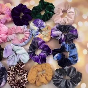 ​​Velvet Scrunchies Hair Ties - Adjustable Zipper Hair Bands with Hidden Closure No Damage Stretch Fabric for Women Girls