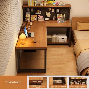ZHUOHE | Corner Gaming Desk Study Table Bookshelf L-Shape
