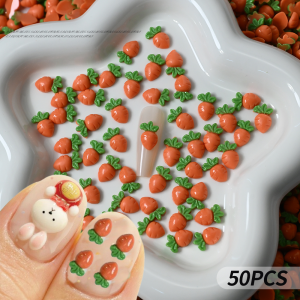 50Pcs 3D Cute Resin Carrot Nail Art Charms Cartoon RabbitSnakePear Nail Art Decorations DIY Crafts Hairpin Nails Accessories *