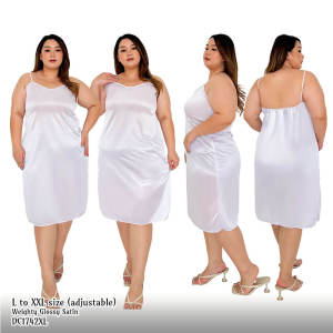FOLVA Tanktop Dress Wanita Daster putih polos satin 1742WDR XL big size