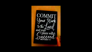 Christian LED Canvas Frame Proverbs 16:3 | Commit Your Work To The Lord | Colour Changing Light Canvas 20cm x 30cm