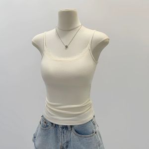 QIAOCHENXIAN | Laced Padding Cotton Spaghetti Strap Top for Summer Wear