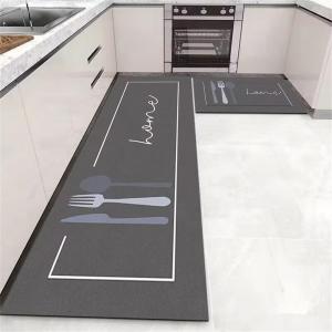 VIKAMA Kitchen Oil-Proof And Water-Proof Crystal Velvet Floor Mat Household Washable Long Dirt-Resistant Carpet Home Decor