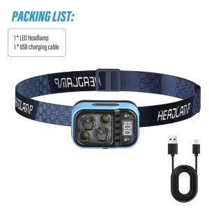 XIWANGFire | Rechargeable Fishing LED Headlamp With Sensors and Battery Indicator Super Bright Camping Light Using XPG+COB Lamp Beads