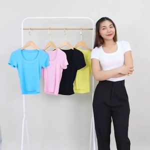 t2255# เสื้อยืด แฟชั่น คอกลม แขนสั้น ผ้าเรยอน เนื้อผ้านิ่ม ยืดได้เยอะ