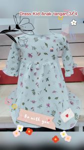 DRESS KID MOTIF BUNGA BAHAN CRINKLE PLISKET ANAK PEREMPUAN UMUR 6 BULANAN - 2 TAHUNAN GAYA BASIC (TANGAN 3/4)