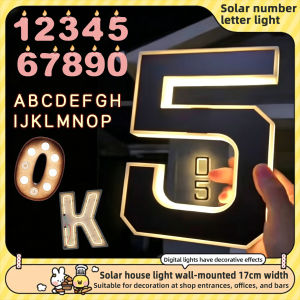 Solar door plate light with numbers 0-9 ABCD letter shape outdoor wall light with various styles rainproof decorative night light