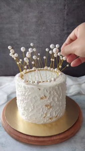Topper Mahkota Mutiara untuk Hiasan kue Ulang Tahun Pernikahan berukuran 9x12 cm - Toper Cake