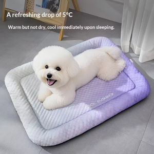 Pet Cooling Mat Portable Foldable Dog Bed Solid Color Breathable Pet Sleeping Pad for Outdoor Travel Home Use