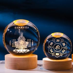 คริสตัลประดิษฐ์ 3D พระพุทธรูปตกแต่งบ้านสําหรับบูชาและการทําสมาธิสไตล์จีนใหม่