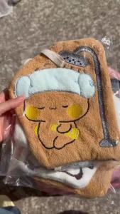 Kawaii Cartoon Bubu Dudu Hand Towel Double Layer Thick Absorbent Coral Fleece Hanging Towel Cute Cartoon Towel for Home Towel