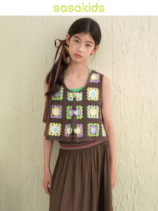 LOVESASAKIDS | Crochet Pattern Multi-Color Embroidered Layered Lacy Vest