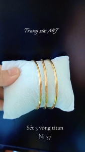 SÉT "3 CHIẾC" VÒNG TAY TITAN MẠ VÀNG TRÒN TRƠN KHÔNG KHÓA