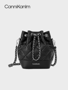 CanniKanlm Genuine Leather Bucket Bag Womens Double Shoulder Bag 2025 New High-End Single Shoulder Slant Cross Bag