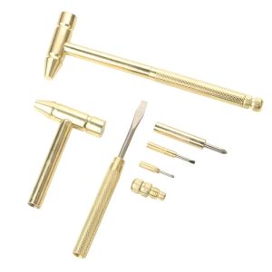 6-in-1 Mini Round Copper Hammer Screwdriver Jewelry Processing Woodworking Multifunctional Screwdriver Hammer Combination Tool