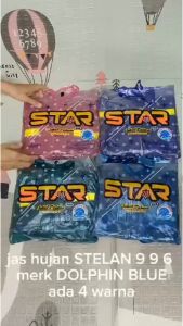 Jas Hujan Jaket Celana Polkadot Dolphin Blue 996