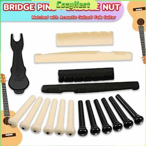 C.N. Guitar Saddle and Slotted Nut for 6 Strings Acoustic Guitar Parts Accessory Set