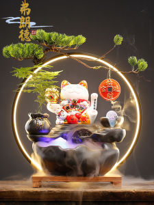 Creative Ceramic Chinese Style Desktop Decorations Flowing Water Cat Statue Office Living Room Decorations Lucky Cat Gifts
