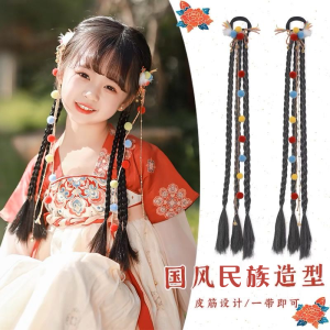 New Chinese Style Tibetan Womens Hair Accessories Traditional Ancient Fashion Hair Weave Childrens Fake Hair Braids Yunnan Lijiang Tour Hairstyling