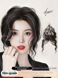 YIMEI | Natural High Top Voluminous Real Hair Wavy Bang Wig