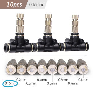 0.15-0.8mm Tee Low-pressure Misting Nozzles Garden Irrigation Atomization Sprayers Built-in Filter Screen Quick Insert Slip Lock