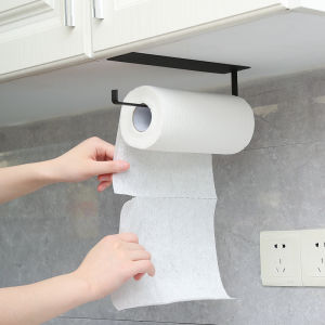 Punch-Free Kitchen Tissue Holder Roll Stand Rack Plastic Wrap Storage Rack Toilet Paper Hook Rag Holder