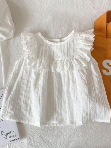 Sleeveless Breathable Mesh Lace Flare Sleeve T-Shirt