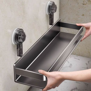 Bathroom Suction Cup Rack Toilet Storage Shelf No Drilling Wall Mounted Washstand Organizer Household Essential Accessories