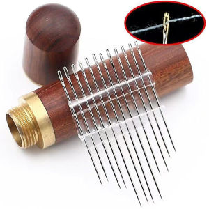 QrhYK 30Pcs Sliver Mù Kim May Thép Không Gỉ Bên Lỗ Người Già Tự Threading Kim Khâu Pin DIY May Beading Công Cụ