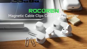 Rocoren | Rocoren Magnetic Cable Organizer Smooth Adjustable Cable Holder Under Desk 6PCS Stable Cable Management Wire Keeper Cable Clips