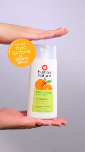 Human Nature Natural Balancing Face Toner with Zinc Lactate 200ml | Alcohol-Free pH-Balanced