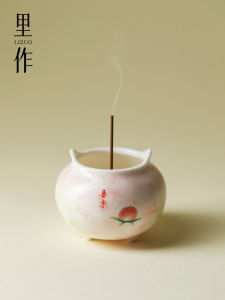 Hand-Painted Ceramic Incense Burner with Three Legs Indoor Tea Room Fragrance Holder Ancient Sandalwood Incense Stick Holder