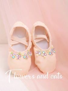 Girls Ballet Dance Shoes Soft Bottom Colorful Diamond Floral Design Ballet Dancing Shoes Childrens Footwear Youth Size