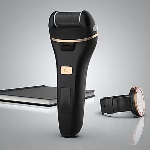 USB Rechargeable Electric Foot File with 2 Speed Control LED Display Built-in Light and Detachable Roller