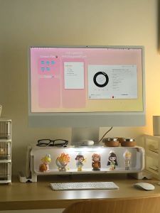 DXL Blind Box Storage Box with Light Elevated Office Desktop Storage Monitor Computer Display Shelf