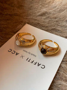 CAFFTI | Retro Tiger Eye Stone Open Ring for Women