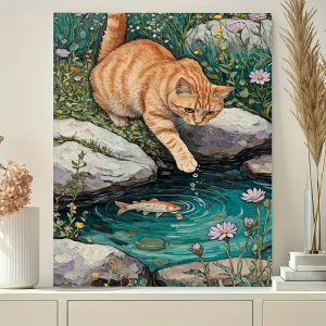Tranh Sơn Dầu Phong Cảnh Mèo Màu Cam Theo Số Trên Vải - Bộ Tranh Nghệ Thuật Trang Trí Nhà Cửa Phong Cảnh Không Khung Dành Cho Người Mới Bắt Đầu Và Nghệ Sĩ